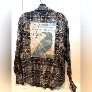 Be Magic Black Bleach-Effect Flannel Button-Up Shirt